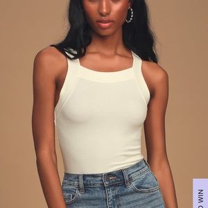 Lulus Forever Favorite Ivory Ribbed Tank Top